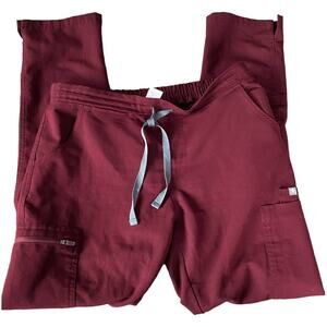 EUC Figs Burgundy YOLA Cargo Scrub Pants Size Women's Small